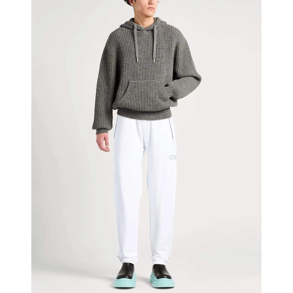 Iceberg Men's White Reflective Logo Jersey Joggers Drawstring Sweatpants Size L
